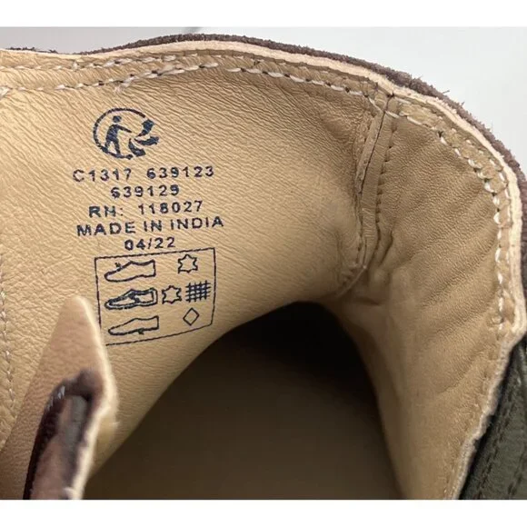 SIZE 6 Youth 39 Boys Mini Boden Brown Leather Green Camo Boots - Picture 10 of 10